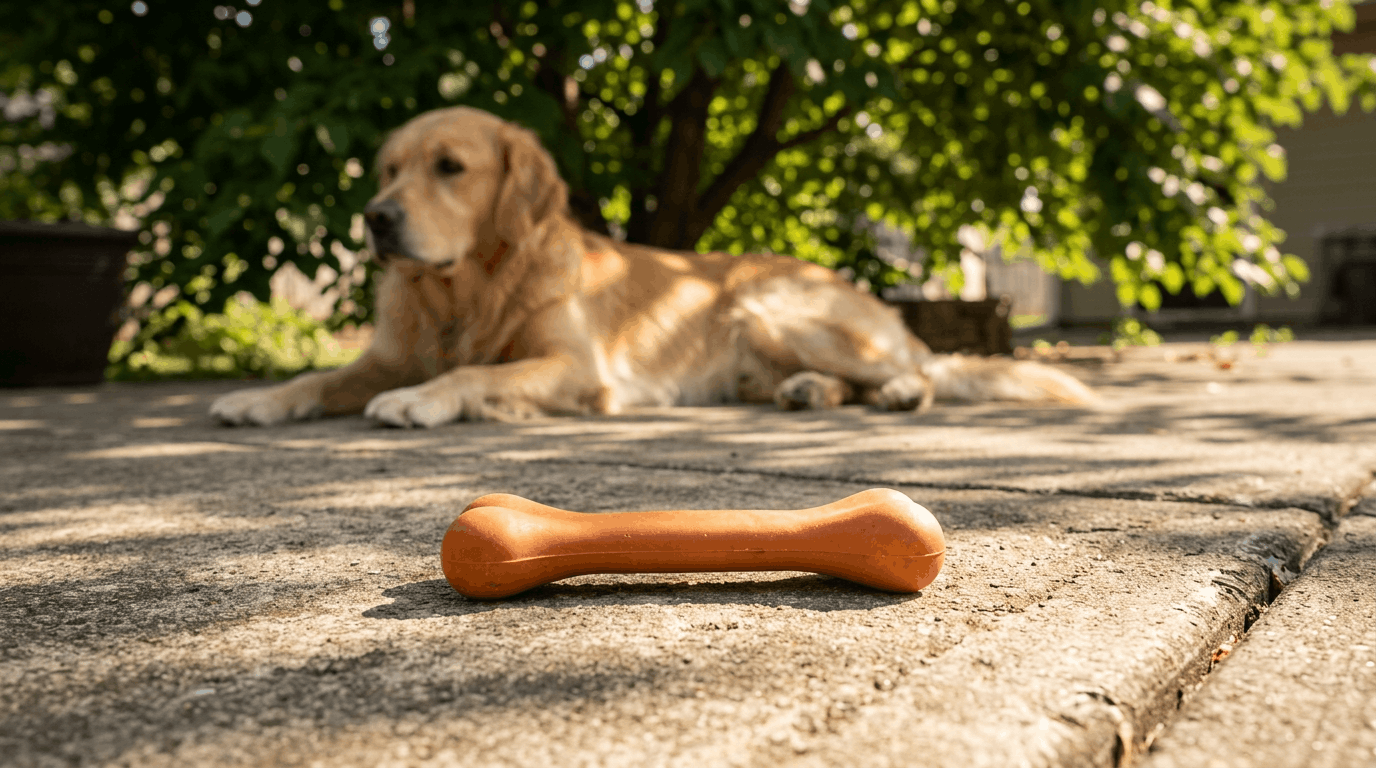 Reluctant Chewer Dog with Bone