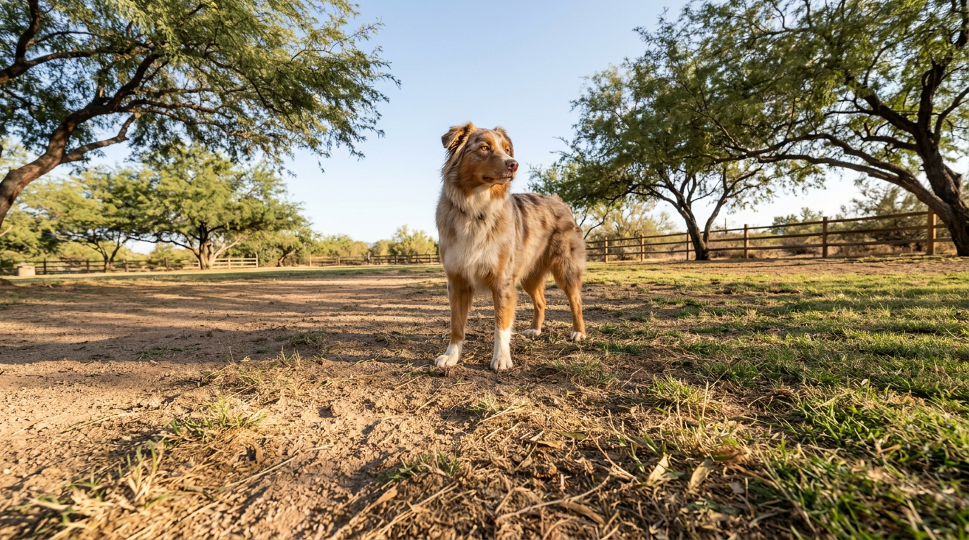 Australian Shepherd enjoying a safe and healthy outdoor lifestyle
